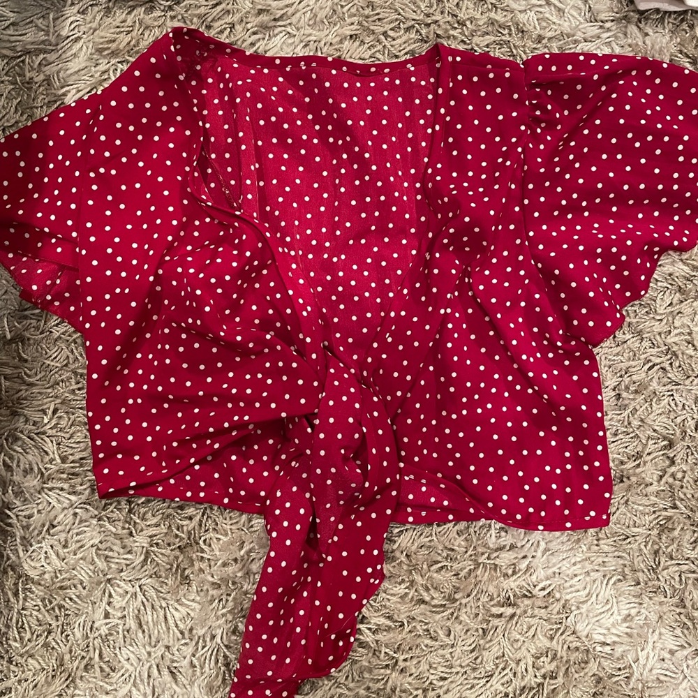Polka Dot Wrap Crop Top